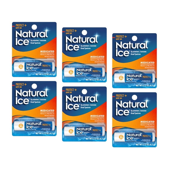 Mentholatum (R) Natural Ice (R) Sport Broad Spectrum SPF 30 Medicated Lip Balm - 12 Pack of 4.5 g Tubes