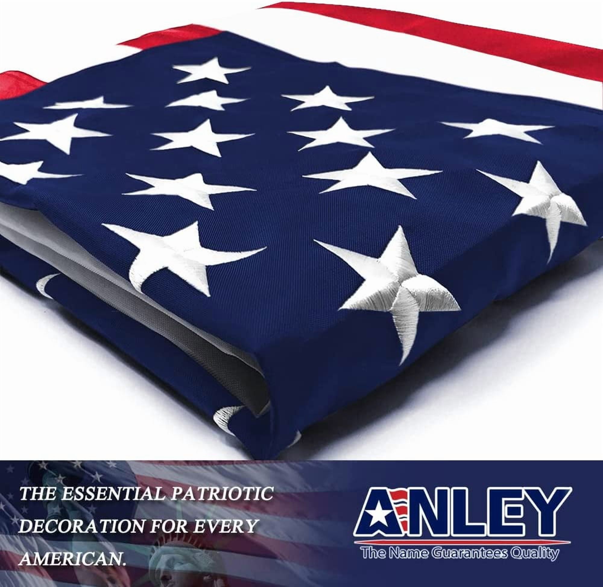 ANLEY American US Flag 5x8 Ft Heavy Duty - Embroidered Stars 210D USA Banner Flags with Brass Grommets