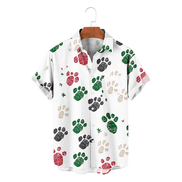 TaTaai Men's Valentine's Day Print Shirt, Short Sleeve Button Down Casual Blouse, Romantic Summer Top Gift