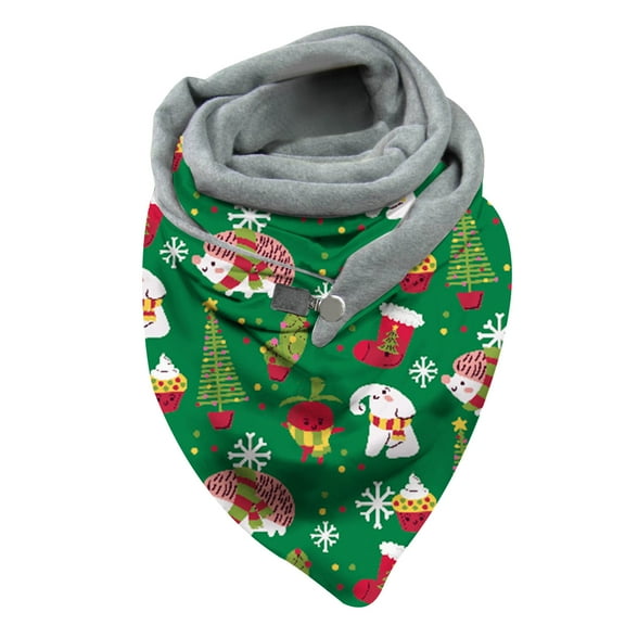 Aoochasliy Winter Scarfs Women Christmas Printing Scarf Retro Multi-Purpose Shawl Button Scarf