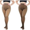 thumbnail image 2 of 2 Pairs Plus Size 80g Pantyhose for Women, Faux Sheer Opaque Tights, Slimming Warm Fleece Lined Leggings for Daily, Winter, Casual Wear-Black+Coffee, 2 of 9