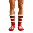 thumbnail image 3 of Lutiedan Christmas Fleece Socks for Men and Women, Fuzzy Non Slip Knit Slipper Socks, Winter Thick Warm Mid Calf Socks,Red, 3 of 8