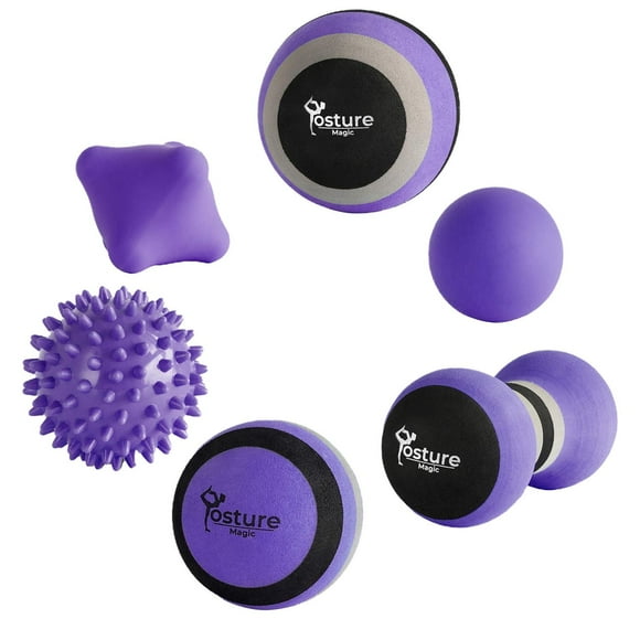 Kit de Bolas de Masaje Posture Magic Morado para Liberación Miofascial y Masaje de Tejidos Profundos