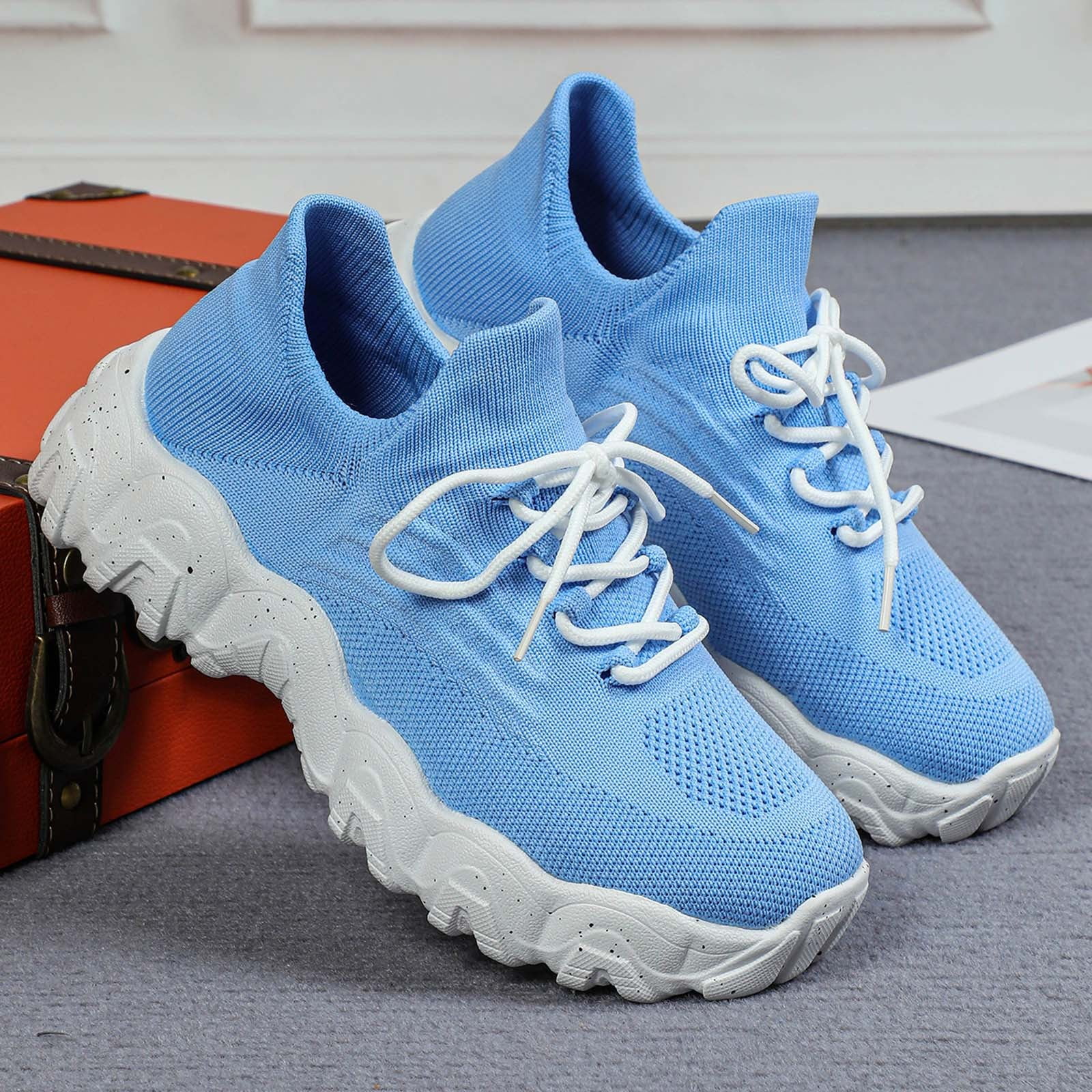 Dakaela Nurse Shoes for Women Classic Mesh Breathable Lightweight Non Slip Orthopedic Sneakers Blue 10