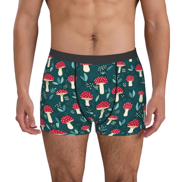Balery Amanita Mushroom Calzoncillos bóxer para hombre, ropa interior de algodón suave y transpirable con cinturilla de nailon-Large