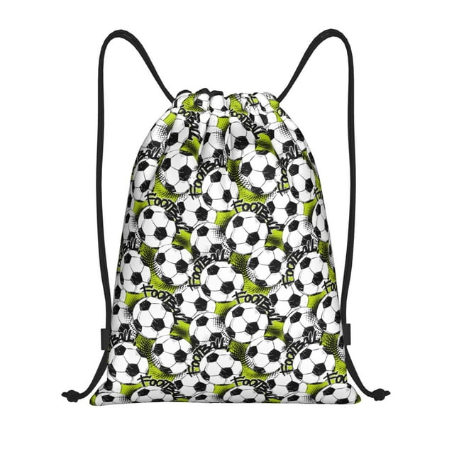 Lukts Soccer and Football Pattern Drawstring Backpack Bag Sport Gym Sackpack,String Backpack Sport Bag Sack,Cinch Tote Gym Backpack-Medium