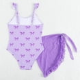 thumbnail image 5 of Piuwrlz Purple Swimsuit Toddler Girls Swimming Suit One Piece Bow-knot Stripe School Uniform T Shirt Purple Size 4 Years, 5 of 10