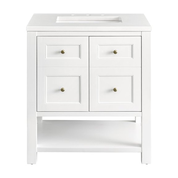 James Martin 330-V30-BW-3WZ Single Vanity Bright White w/ White Zeus Top
