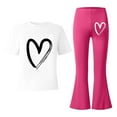 thumbnail image 4 of WOYY Big Girls Outfits Heart Print Short Sleeve Tshirt Pants Outfits, Sizes 11-12, 4 of 4