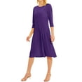 thumbnail image 6 of Nlife Women 3/4 Sleeve Round Neck Swing Midi Dress, 6 of 9