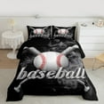 thumbnail image 2 of Manfei 3D Baseball Print Bedding Comforter Set 2pcs for Kids Boys, Sports Theme Twin Comforter Sets, Black Gray Smoke Bedding Set, Microfiber Bedroom Decor, 2 of 8