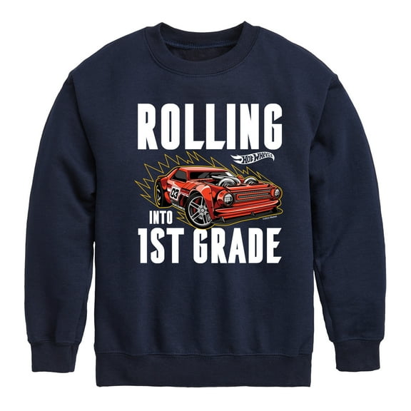 Hot Wheels - Rolling Into 1st Grade - Youth Crewneck Fleece Sweatshirt