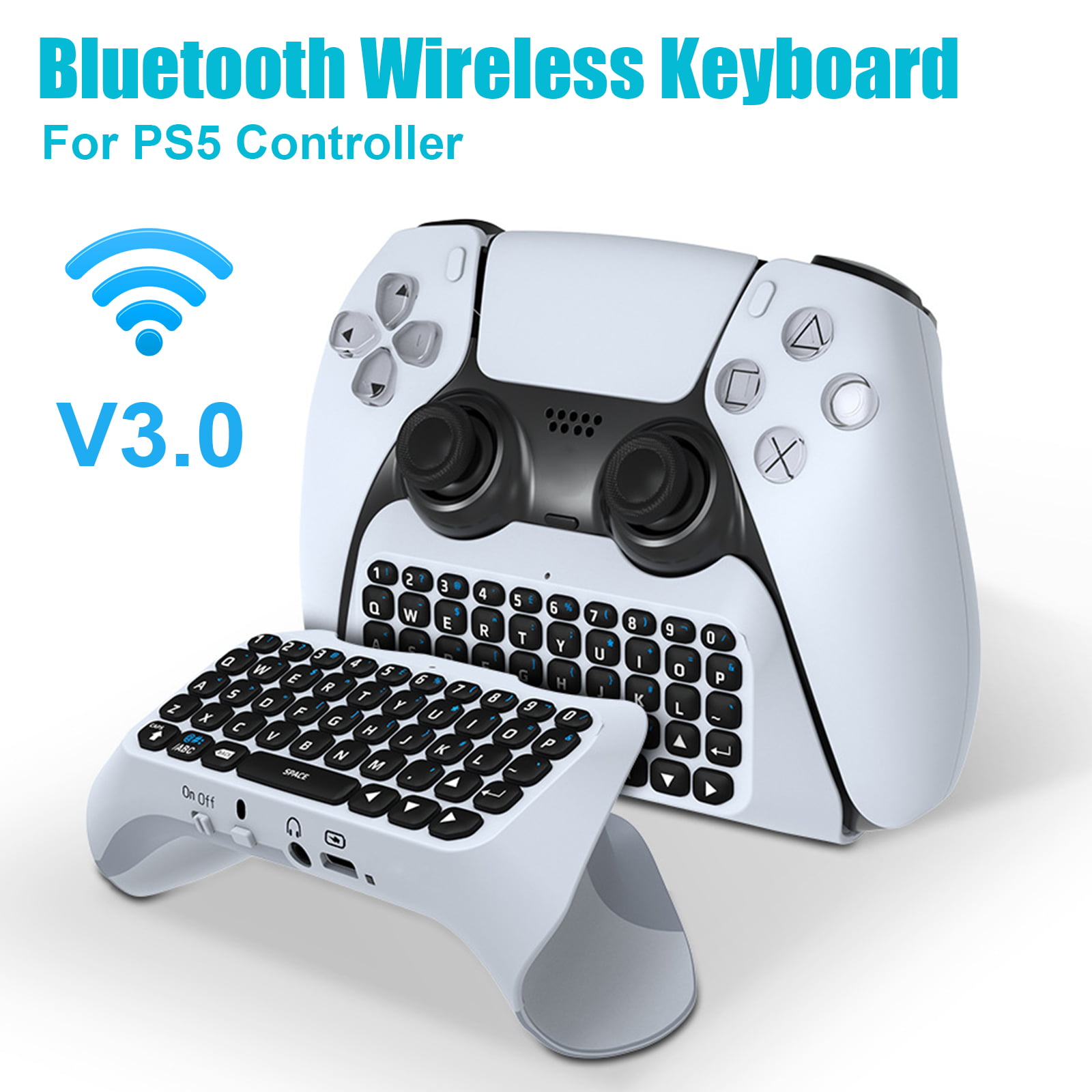 Mcbazel PS5 Controller Keyboard Rechargeable Gamepad Wireless Keyboard with Controller Holder Clip for PS5 Controller