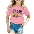 thumbnail image 1 of FAOWME T-Shirt Mode Enfant Col Rond Imprimé Cœur Manches Courtes Rose 4-5 Ans, 1 of 4
