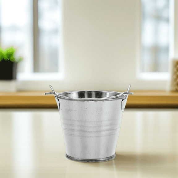 BESTOYARD Metal Decorative Bucket Gardening Flowerpot Silver Container for Balcony