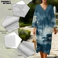 thumbnail image 5 of COEQINE Womens Plus Size Dress Loose V Neck 3/4 Sleeve Flattering Wrap Dress, Wrinkle-Free Machine Washable Boho Sundress for Cocktail Party, Size 3XL, Pine Landscape Blue, 5 of 6