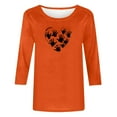 thumbnail image 3 of Womens Orange Festival T Shirt Casual 3/4 Sleeve Crewneck Tops Cute Print Tee Top Thin Fashion Clothes, 3 of 3
