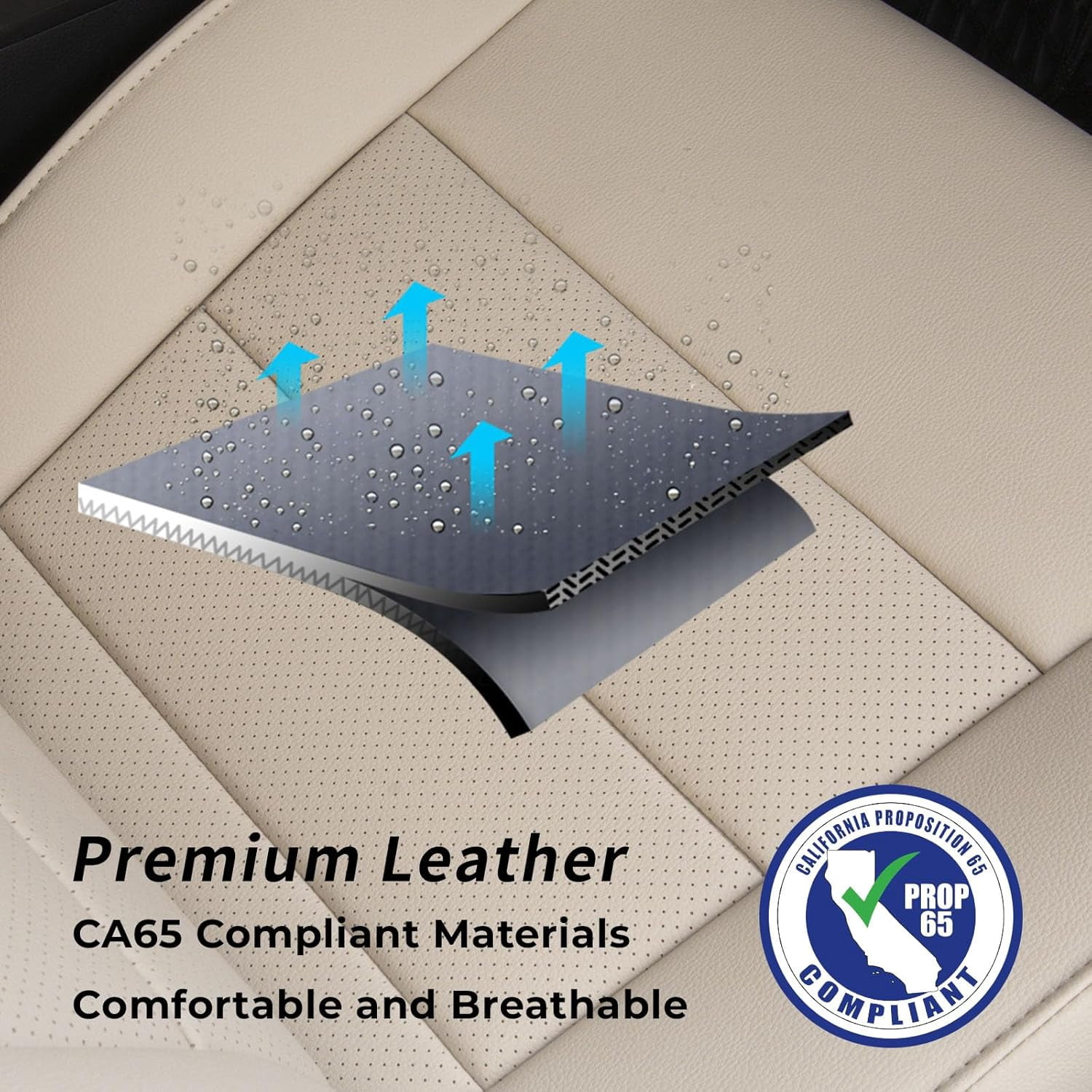 coverdream Rav4 Seat Covers Custom Fit for 2026 Toyota Rav4 Hybrid (SE,XSE) & PHEV GR Sport SUV,Waterproof Faux Leather(Full Set,Beige)