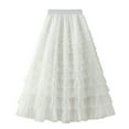 thumbnail image 1 of IROINNID tail Elastic Waist Skirt For Women Ruffled Mesh Skirt High Waist Prom Poached Skirt Half Skirt Solid Color Skirt, 1 of 7