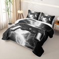 thumbnail image 3 of meiyoeat Neon Lightning Gaming Bed Spread Queen for Boys Girls, Electric Gamer Queen Coverlet Set, Black White, 3pcs 1 Quilt and 2 Pillowcases, 3 of 7