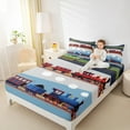 thumbnail image 4 of Manfei Cartoon Train 4 Pieces Queen Sheet Sets for Teens Adults,Transportation Theme Ultra Soft Flat Sheet,Railway Railroad Queen Fitted Sheet,Super Cozy Room Decor, 4 of 7