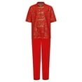 thumbnail image 3 of Ocealan Kung Fu Ensemble pour Garçons Enfants Brodé Rouge Arts Martiaux Taichi Performance Traditionnelle Uniforme Rouge-C 160, 3 of 5