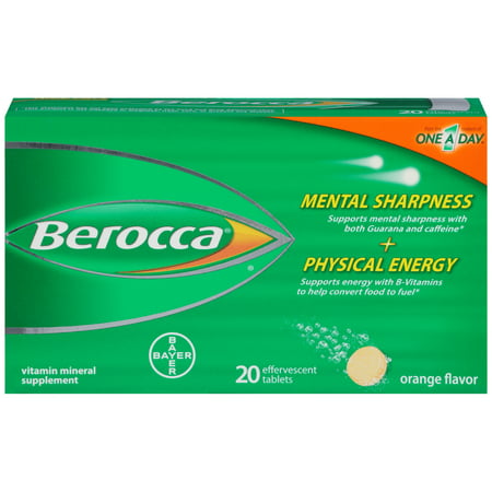 Berocca Vitamin Mineral Supplement with B-Vitamins, for Physical Energy and Vitamins A, C, and Zinc for Immune Support*, 20 Effervescent Tablets,