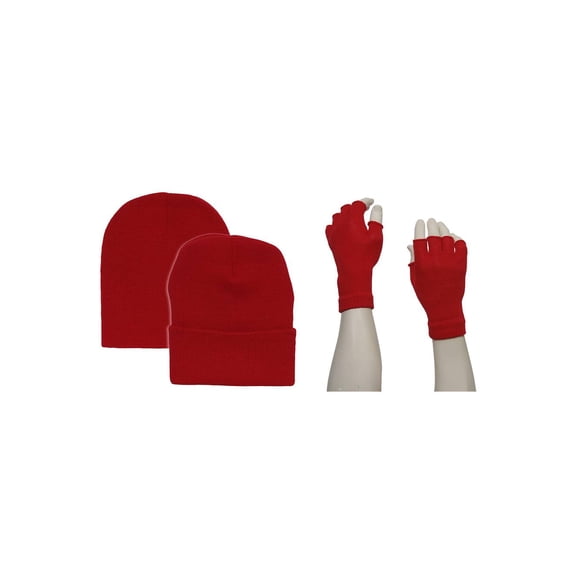 GT Winter Kit - Long Beanie   Short Beanie   Fingerless Gloves - Red