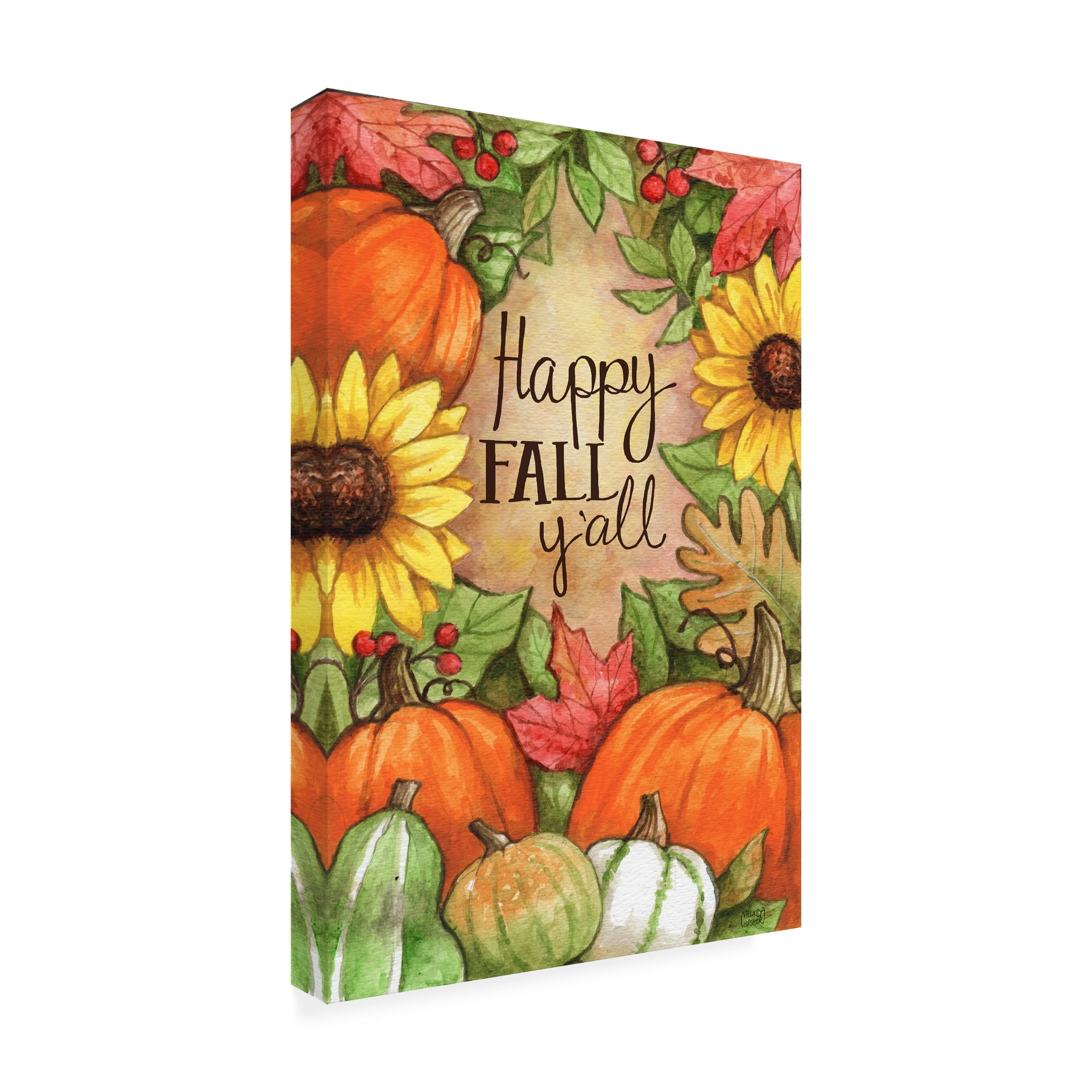 Melinda Hipsher 'Happy Fall Pumpkins' Outdoor Canvas 32x22
