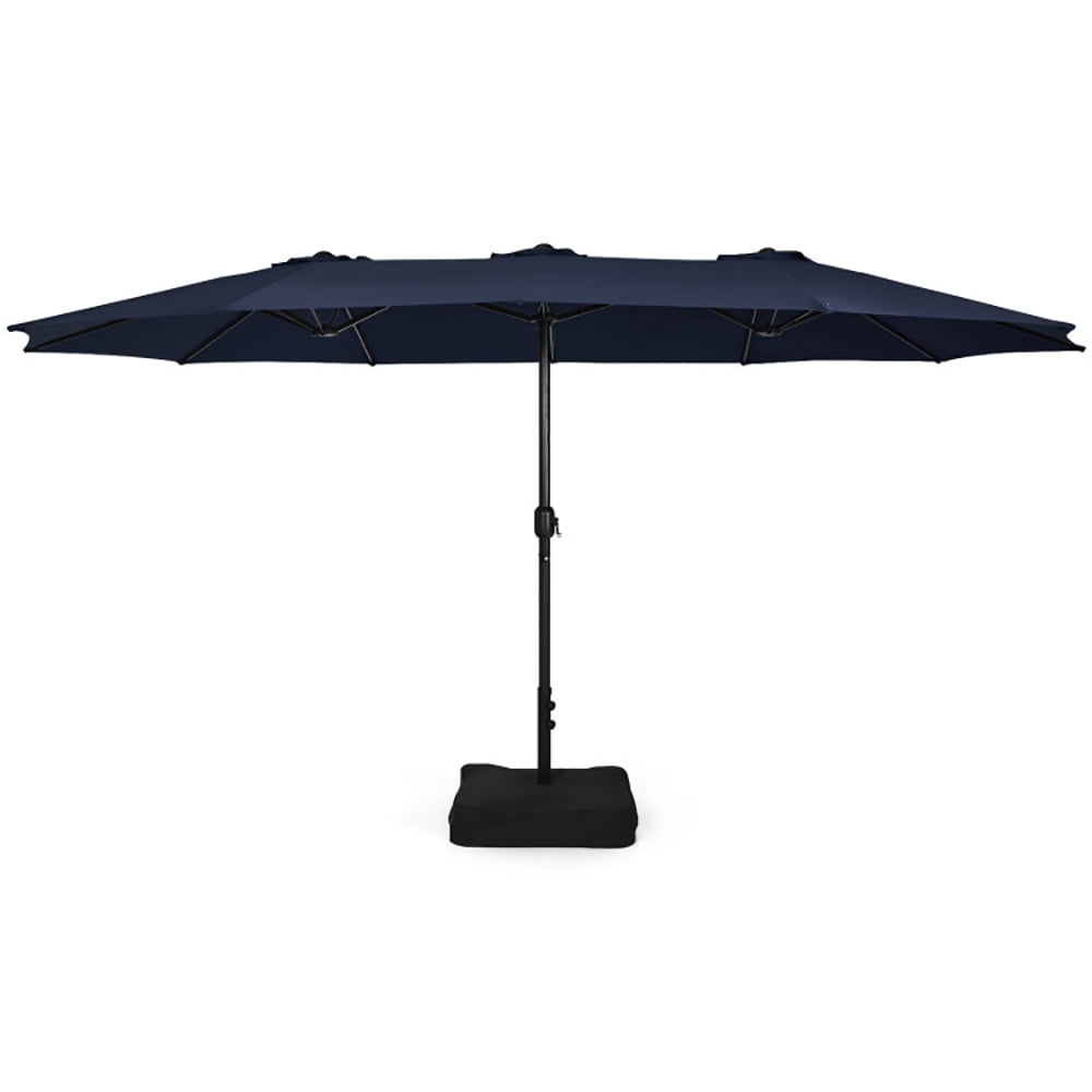 Aimee Lii 15' Navy Soild Market Patio Umbrellas, Double Sided
