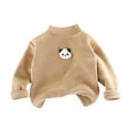 thumbnail image 2 of Spazoro Girls Fleece Mock Neck Long Sleeve T-Shirts, Panda Print Warm Stretchy Long Sleeve Loose Fit Casual Pullover Tops Tee for Fall Layering Brown Size 0-1T, 2 of 6