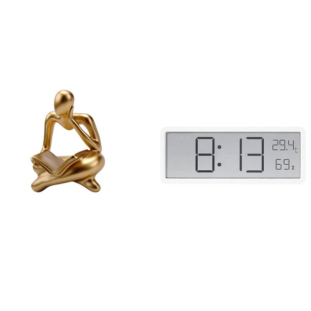 Estatua De Pensador Digital Abstracto, Decoración Para Mesa, Sala De Estar, Estantería De Oficina, Reloj De Pared, Escritorio, Multiusos, Pantalla Grande, Temperatura Y Humedad Para Aula Y