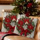 thumbnail image 4 of Seyotauo Christmas Linen Pillow Cover 18x18 inch with Imitation Embroidery Festive Patterns Cover for Farmhouse Bedroom Sofa Home Decor,Flax Craft for Christmas Pillow Cover,Hidden Zipper Easy to Use, 4 of 6