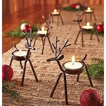 The Purple Tree Cast Iron Christmas Reindeer Tealight Holder, Pack of 2