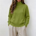 thumbnail image 2 of GILIGEGE Oversized Women's Turtleneck Knit Sweater,Long Sleeve Fall Pullover Top,Casual Loose Fit Chunky Winter Solid Color Soft Cozy Knitwear for Work,Office & Going Out Green M, 2 of 4