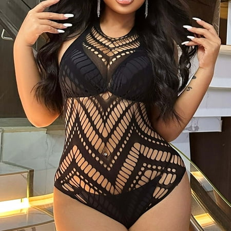 Wancir Women Lingerie Sheer Lace Mini Babydoll Teddy Sexy Bodysuit Backless Sleepwear