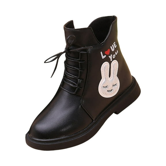 Otqutp 4-12 Years Children's Ankle Boots Casual Shoes Mesh Soft Sole Breathable Sports Short Boots Warm Boots Low Heel Short Booties for Girls and Boys(Black,4-4.5 Years)