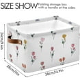thumbnail image 4 of Coolnut Cartoon Flowers Storage Basket Foldable Storage Bin, Canvas Rectangular Storage Basket with Leather Handles for Home Closet & Office Decor Gifts, 4 of 7
