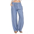 thumbnail image 3 of MesaSe Women‘s Linen Plus Size High Waisted Loose Fit Pants Drawstring Closure Gothic Trousers for Women, 3 of 4