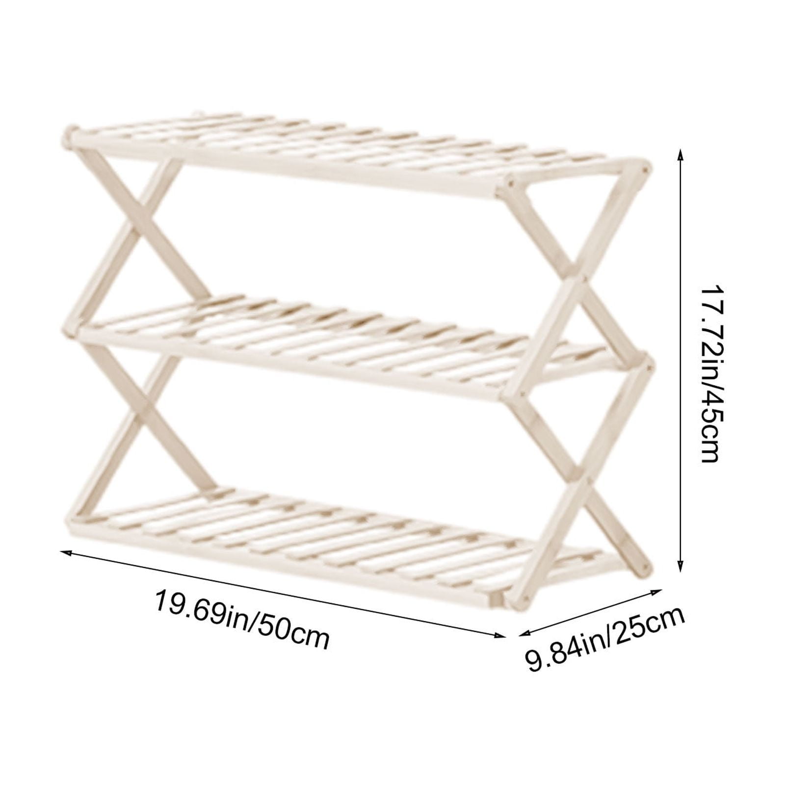 DAMAI 3 Tier Bamboo Shoe Rack,Portable Folding Multifunctional Free Standing Shoe Shelf Storage Shoe Storage Rack,Without Installation Small Shoe Rack Perfect for Corridors,Bedrooms and Small Spaces