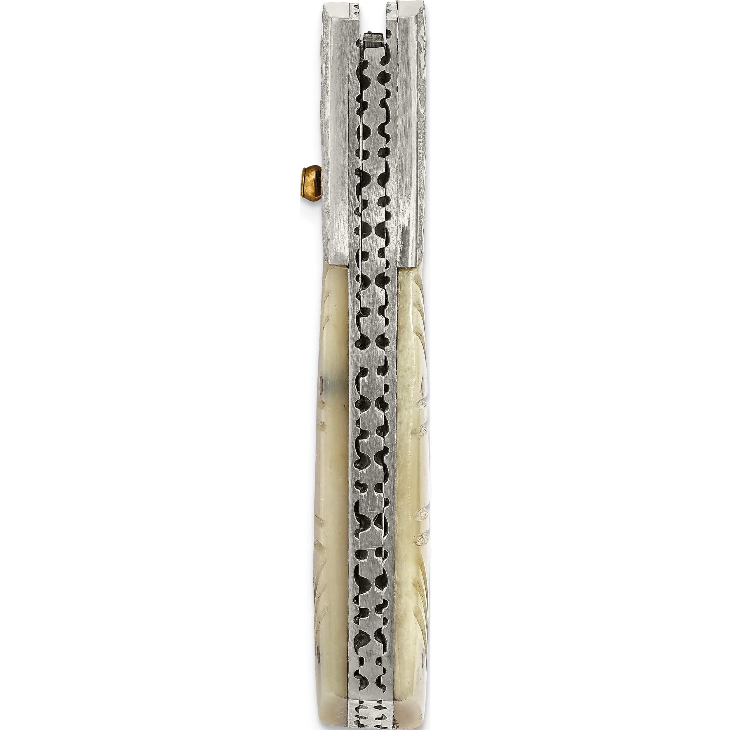 Fashion Damascus Steel 256 Layer Folding Carved Camel Bone Handle Knife (6.3 X 1) Made In Pakistan kn3218