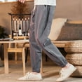 thumbnail image 5 of Timegard Cotton Linen Pants for Men Plus Size Elastic Waist Cropped Pants Casual Baggy Trousers Summer, 5 of 8
