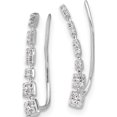thumbnail image 2 of 10K White Gold Diamond Graduated Ear Climber Earrings (Width 3) (Length 19) - Jbsp, 2 of 5