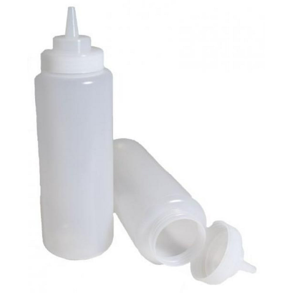 SET of 3, 32 Oz. (Ounce) Large Clear Squeeze Bottle, Condiment Squeeze