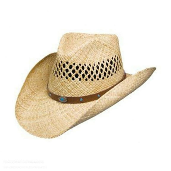 Madrid Raffia Straw Western Hat - S - Natural