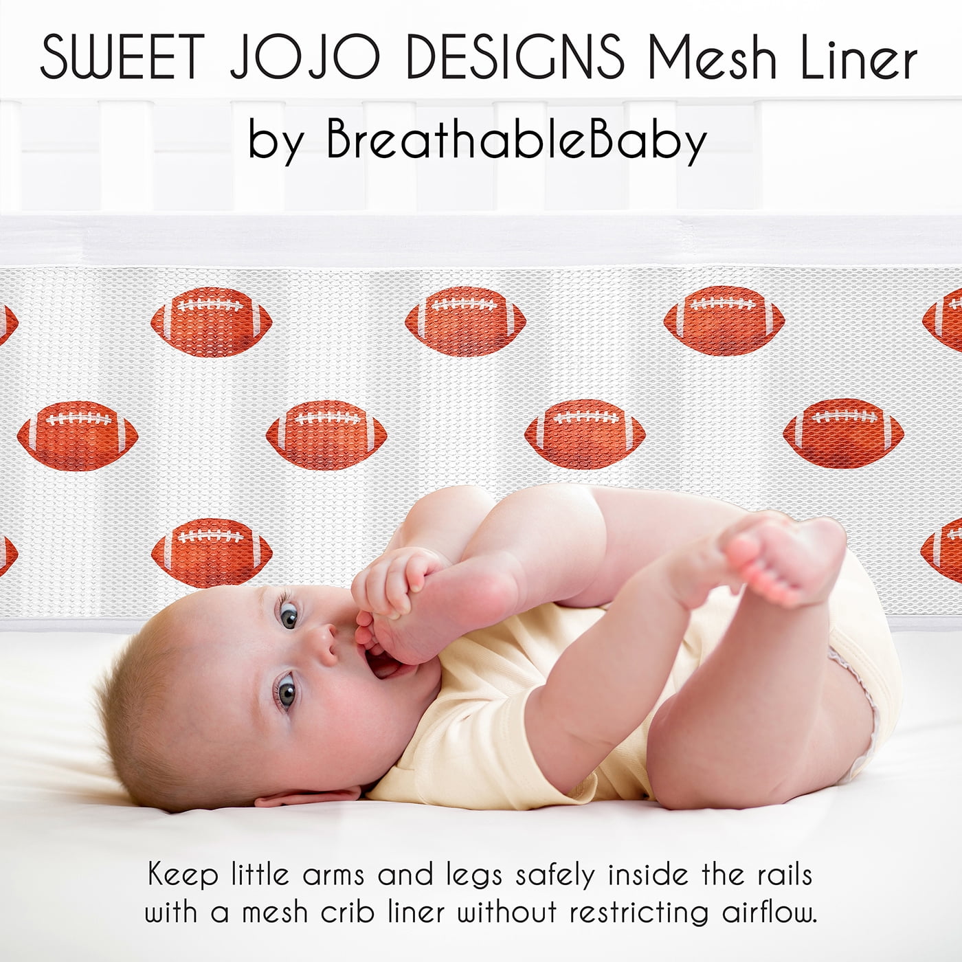 Sweet Jojo Designs + BreathableBaby Football Boy Breathable Mesh Crib Liner