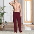 thumbnail image 2 of Sigee Maroon print Men's Pajama Pants Lounge Sleep Bottoms with Elastic Waistband and Pockets-Small, 2 of 6