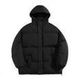 thumbnail image 1 of Wdfiry Mens Hooded Jackets Solid Color Casual Long Sleeve Down Coats with Pockets Cotton Button Zip Open Front Plus Size Coats, 1 of 3