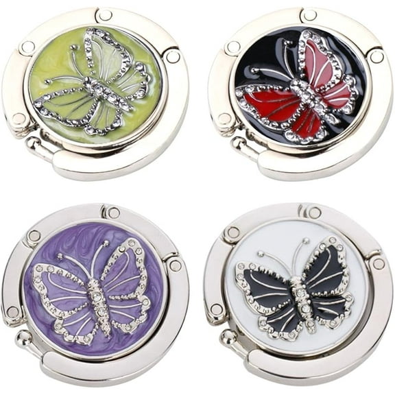 Handbag Hanger - Set of 4 Foldable Purse Hooks, Mixed Color, Butterfly Shape, 1.77x3.54in