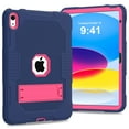 thumbnail image 2 of SaniMore for iPad 10th Generation 10.9" 2022 Back Case with Hidden Kickstand Heavy Duty Protective Tri-layer Hybird Shockproof Rubber Case for iPad 10th Generation 10.9" 2022,Navy+Rose, 2 of 9